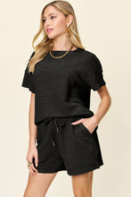 Load image into Gallery viewer, Double Take Full Size Texture Short Sleeve T-Shirt and Drawstring Shorts Set