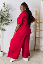 Load image into Gallery viewer, Double Take Full Size Round Neck Slit Top and Pants Set