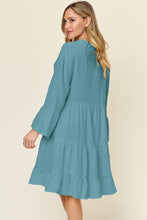 Load image into Gallery viewer, Double Take Full Size Texture Button Up Ruffle Hem Dress