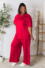 Load image into Gallery viewer, Double Take Full Size Round Neck Slit Top and Pants Set