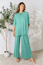 Load image into Gallery viewer, Double Take Full Size Round Neck Slit Top and Pants Set