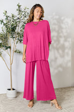 Load image into Gallery viewer, Double Take Full Size Round Neck Slit Top and Pants Set