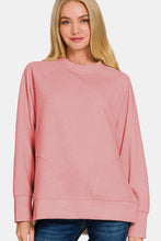 Load image into Gallery viewer, Zenana Scuba Round Neck Side Slit Sweatshirt