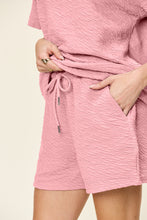 Load image into Gallery viewer, Double Take Full Size Texture Short Sleeve T-Shirt and Drawstring Shorts Set