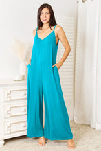 Load image into Gallery viewer, Double Take Full Size Soft Rayon Spaghetti Strap Tied Wide Leg Jumpsuit
