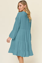 Load image into Gallery viewer, Double Take Full Size Texture Button Up Ruffle Hem Dress
