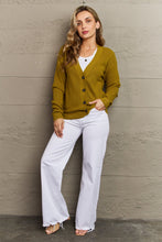 Load image into Gallery viewer, Zenana Kiss Me Tonight Full Size Button Down Cardigan in Chartreuse
