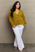 Load image into Gallery viewer, Zenana Kiss Me Tonight Full Size Button Down Cardigan in Chartreuse

