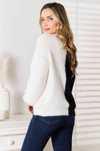 Load image into Gallery viewer, Woven Right Contrast Button-Front V-Neck Cardigan
